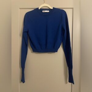 NWOT Zara electric blue cropped sweater size L